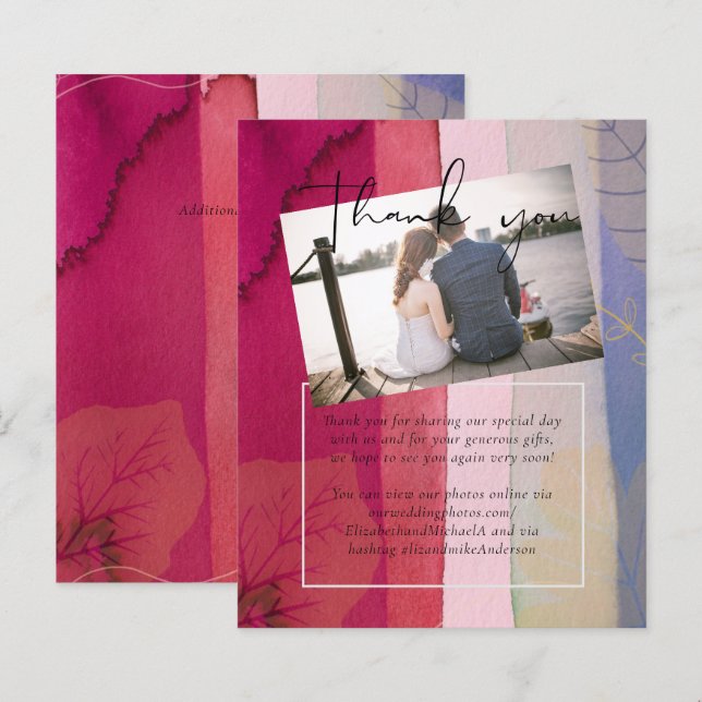 LeahG BUDGET Wedding Berry Red Purple Watercolor (Front/Back)