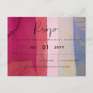 LeahG BUDGET Wedding Berry Red Purple Watercolor Postcard