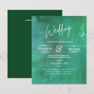 LeahG BUDGET Wedding Invite Emerald Watercolor