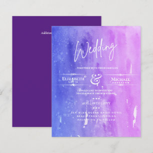LeahG BUDGET Wedding Invite Purple  Watercolor