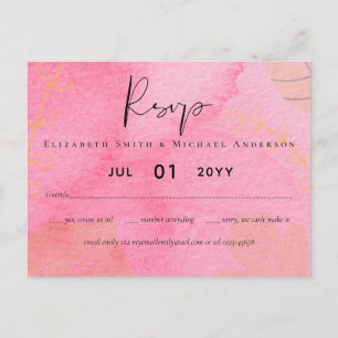 LeahG Budget Wedding Pink Peach Watercolor Abstrac Postcard
