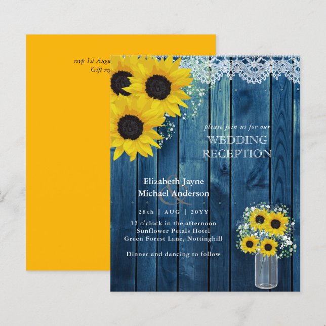 LeahG Budget Wedding RECEPTION Rustic Sunflowers (Front/Back)