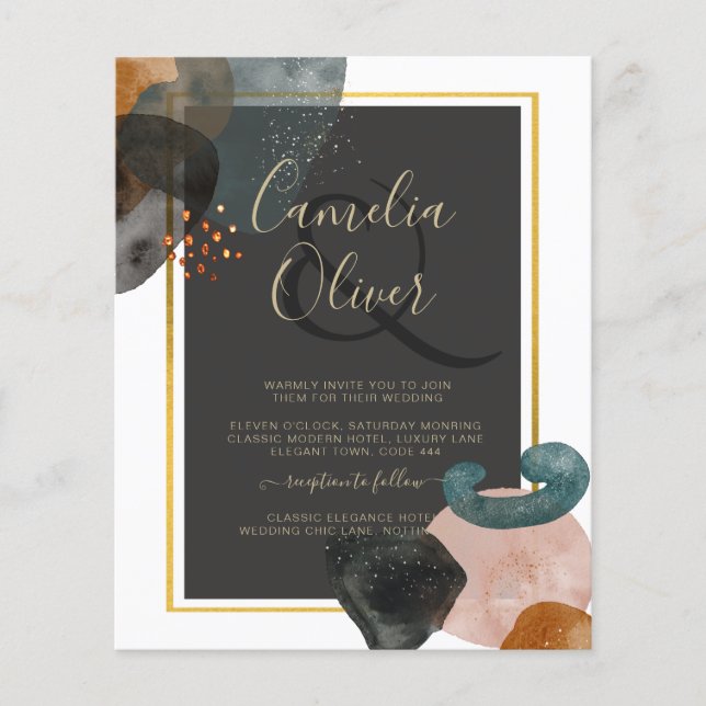 LeahG Charcolal Green Earth Tones Wedding Invite Flyer (Front)