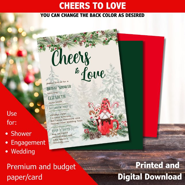 LeahG Cheers to Love Winter Bridal Shower Wedding Invitation (Creator Uploaded)