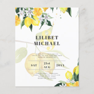 LeahG Citrus Yellow Lemons Wedding Invites Flyer