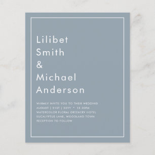 LeahG Dusty Blue Monochrome Wedding Invite Flyer