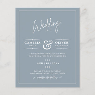 LeahG Dusty Blue Monochrome Wedding Invite Flyer
