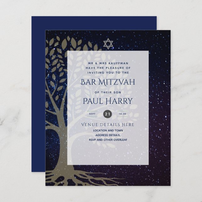 LeahG Elegant Chic Bar Mitzvah Jewish Torah Chic (Front/Back)