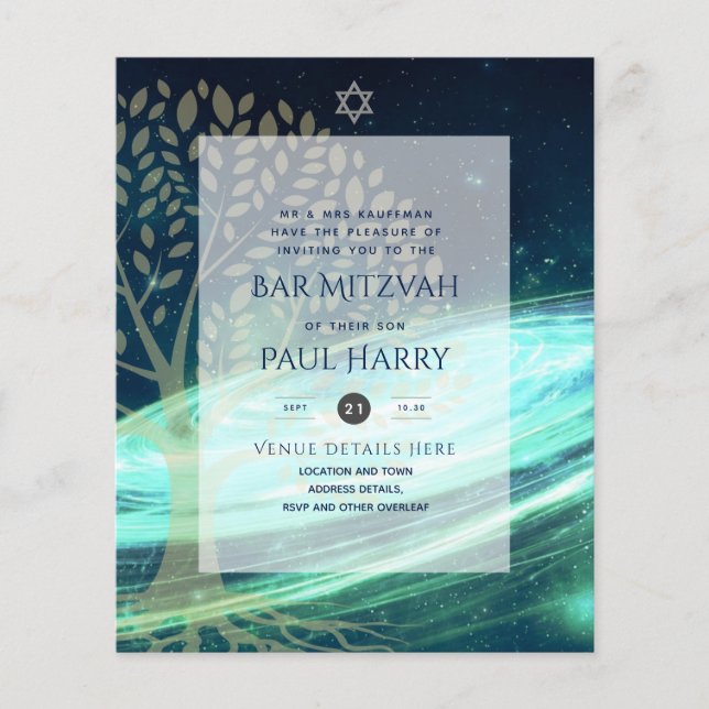 LeahG Elegant Chic Bar Mitzvah Jewish Torah Chic Flyer (Front)