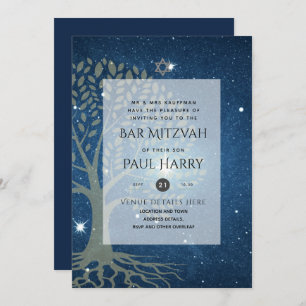 LeahG Elegant Chic Bar Mitzvah Jewish Torah Chic Invitation