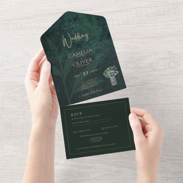 LeahG Emerald Forest Green Wedding INVITE (Tearaway)