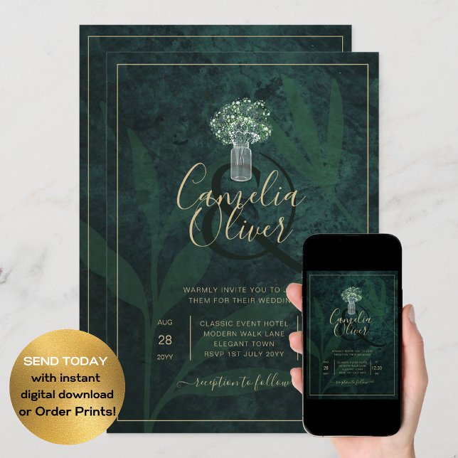LeahG Emerald Forest Green Wedding INVITE (Creator Uploaded)