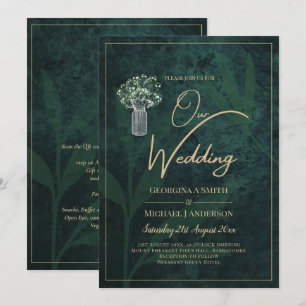 LeahG Emerald Forest Green Wedding INVITE