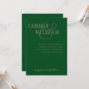 LeahG Emerald Green Gold Modern Wedding Invite