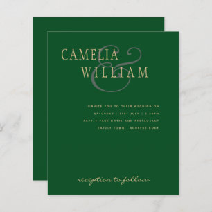 LeahG Emerald Green Gold Modern Wedding Invite