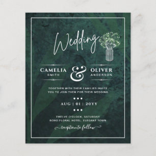 LeahG Emerald Green Gypsophila Mason Jar Wedding Flyer