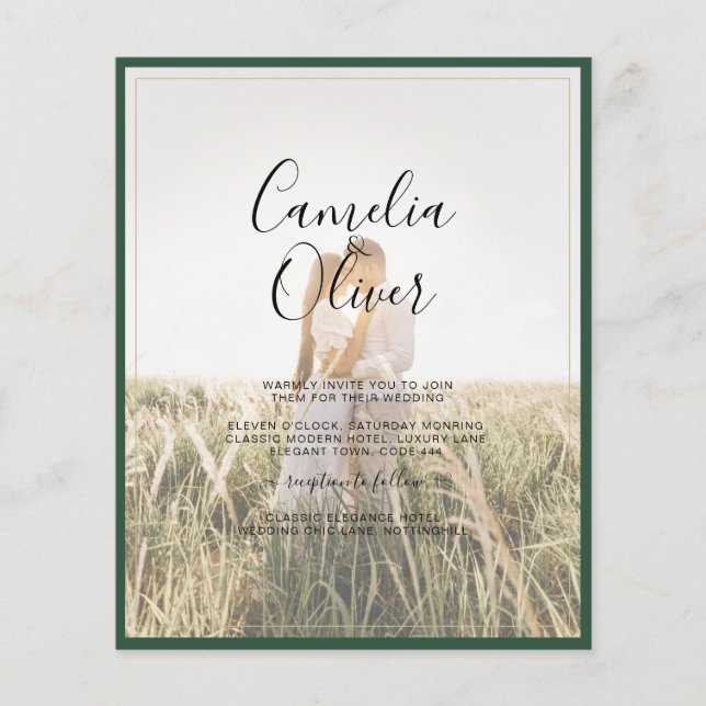 LeahG Emerald Green Photo Overlay Wedding Invite Flyer (Front)