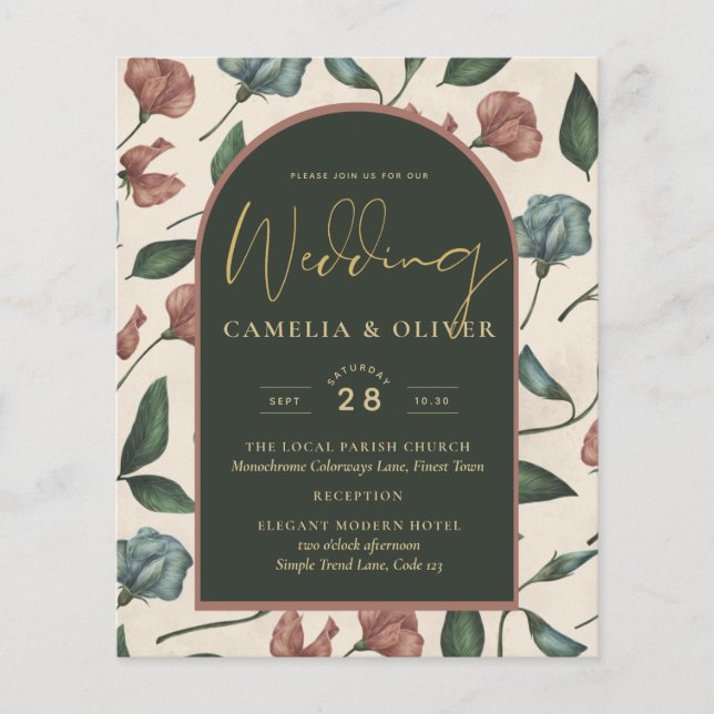 LeahG Emerald Green Terracotta Gold FALL Wedding Flyer (Front)