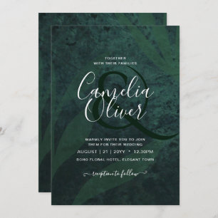 LeahG Emerald Green White Leaves Wedding Invite