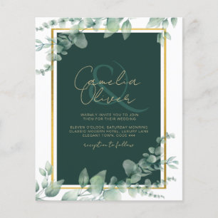 LeahG Eucalyptus Greenery Gold WEDDING QR CODE Flyer
