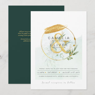 LeahG Eucalyptus Greenery Gold Wedding QR CODE INV Invitation