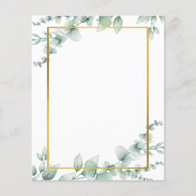 LeahG Eucalyptus Greenery Gold WEDDING Template Flyer (Front)