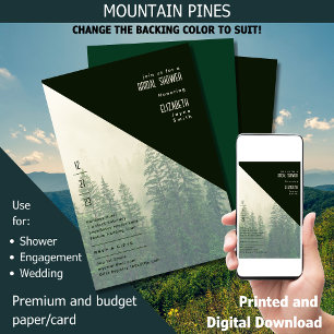 LeahG Forest Pine Winter Trees Bridal Shower Invitation