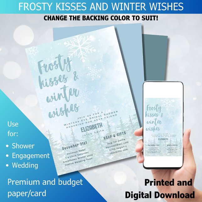 LeahG Frosty Kisses n Winter Wishes Bridal Shower Invitation (Creator Uploaded)