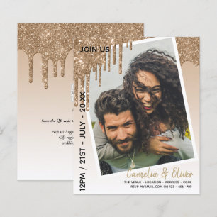 LeahG Glitter Drips Photo Overlay Wedding Invite