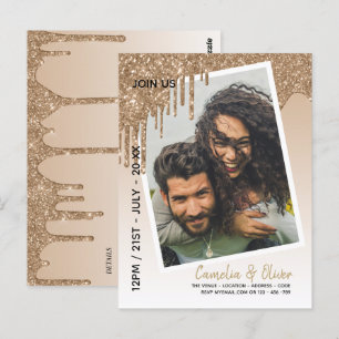 LeahG Glitter Drips Photo Overlay Wedding Invite Postcard