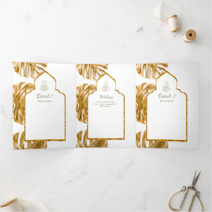 LeahG Gold White Islamic Muslim Wedding Invites 