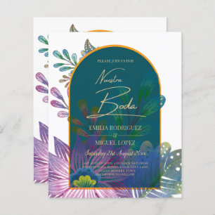 LeahG Green Purple Gold JEWEL TONES Wedding INVITE