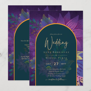 LeahG Green Purple Gold JEWEL TONES Wedding INVITE