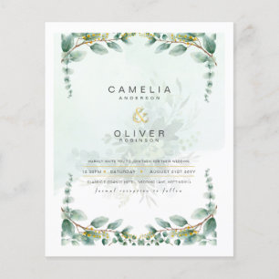 LeahG Greenery Eucalyptus Gold Wedding Invite QR C Flyer