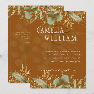 LeahG Greenery Gold Wedding Invite MANY COLORS