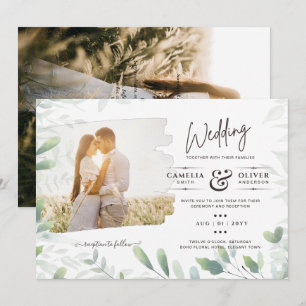 LeahG Greenery Leaves PHOTO OVERLAY Wedding Invite