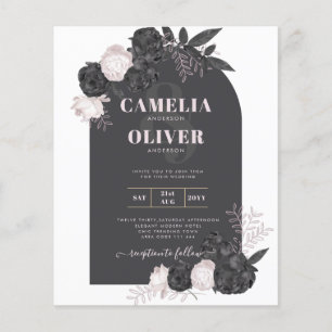 LeahG Grey Pink Roses Modern Fall Winter Wedding  Flyer