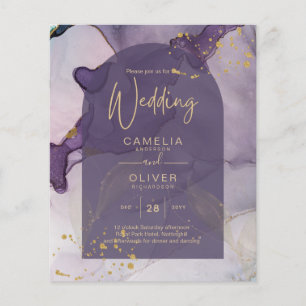 LeahG Ink Ombre Purple Lavender Gold Wedding Flyer