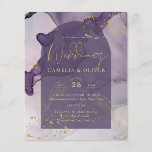 LeahG Ink Ombre Purple Lavender Gold Wedding Flyer