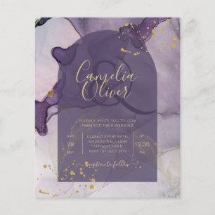 LeahG Ink Ombre Purple Lavender Gold Wedding Flyer
