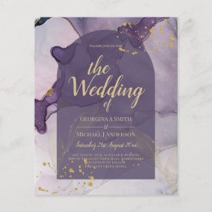 LeahG Ink Ombre Purple Lavender Gold Wedding Flyer