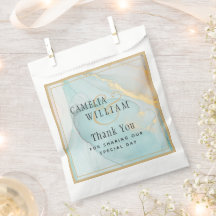 LeahG INK Sea Glass Teal Gold Wedding
