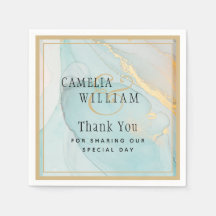 LeahG INK Sea Glass Teal Gold Wedding