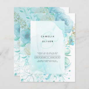 LeahG INK Sea Glass Turquoise Aqua Abstract INVITE