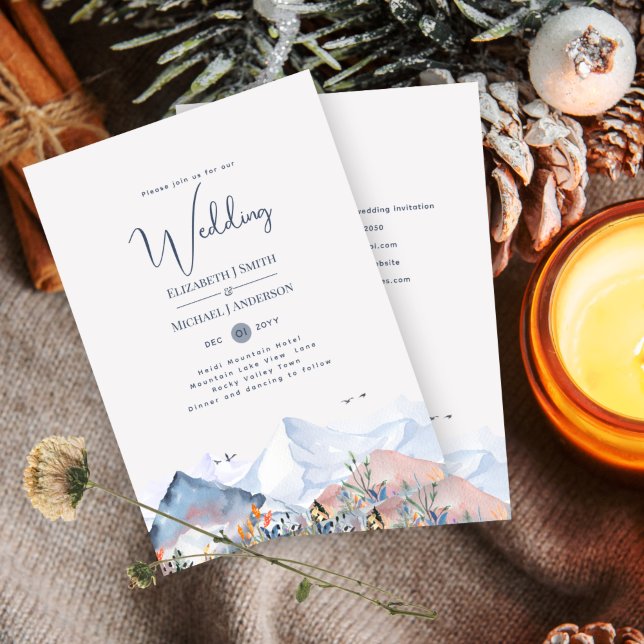 LeahG Mountain Scene Winter Wedding Invitation (Creator Uploaded)