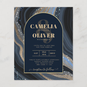 LeahG Navy Blue Gold Agate STARRY NIGHT Wedding  Flyer