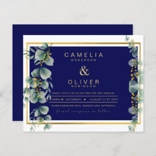 LeahG NAVY BLUE GOLD Greenery Eucalyptus Wedding