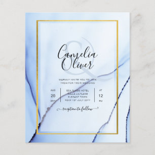 LeahG Navy Blue Gold INK Abstract Wedding INVITE Flyer