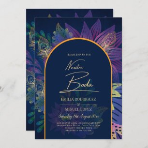 LeahG Navy Purple Gold JEWEL TONES Wedding INVITE