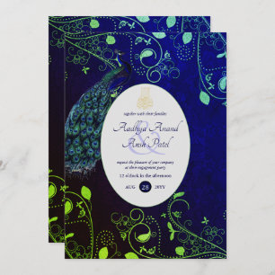 LeahG Peacock Blue Islamic Muslim Wedding Invites